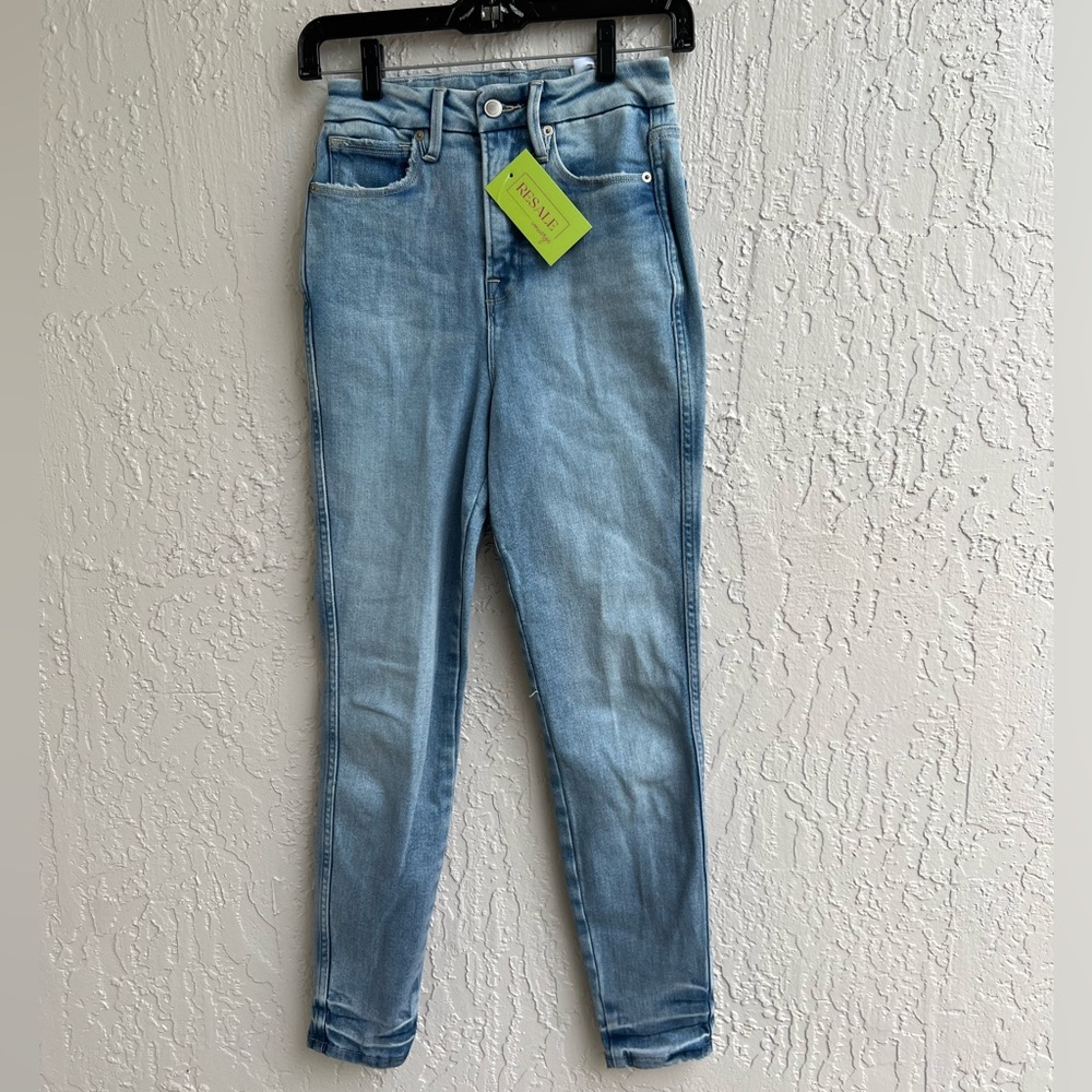 Good American light blue 25 distressed back waist part high waisted